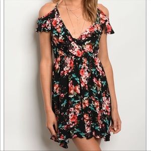 The Vintage Shop Black Floral Wrap Style Dress